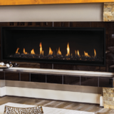 Modern linear gas fireplace