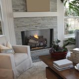 Fireplace in airy living room