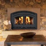 Wood burning rustic fireplace