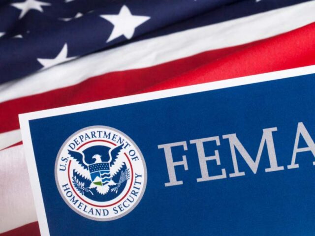 FEMA seal and American flag representing federal disaster assistance.