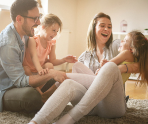 Happy family in Tallahassee, FL. home.